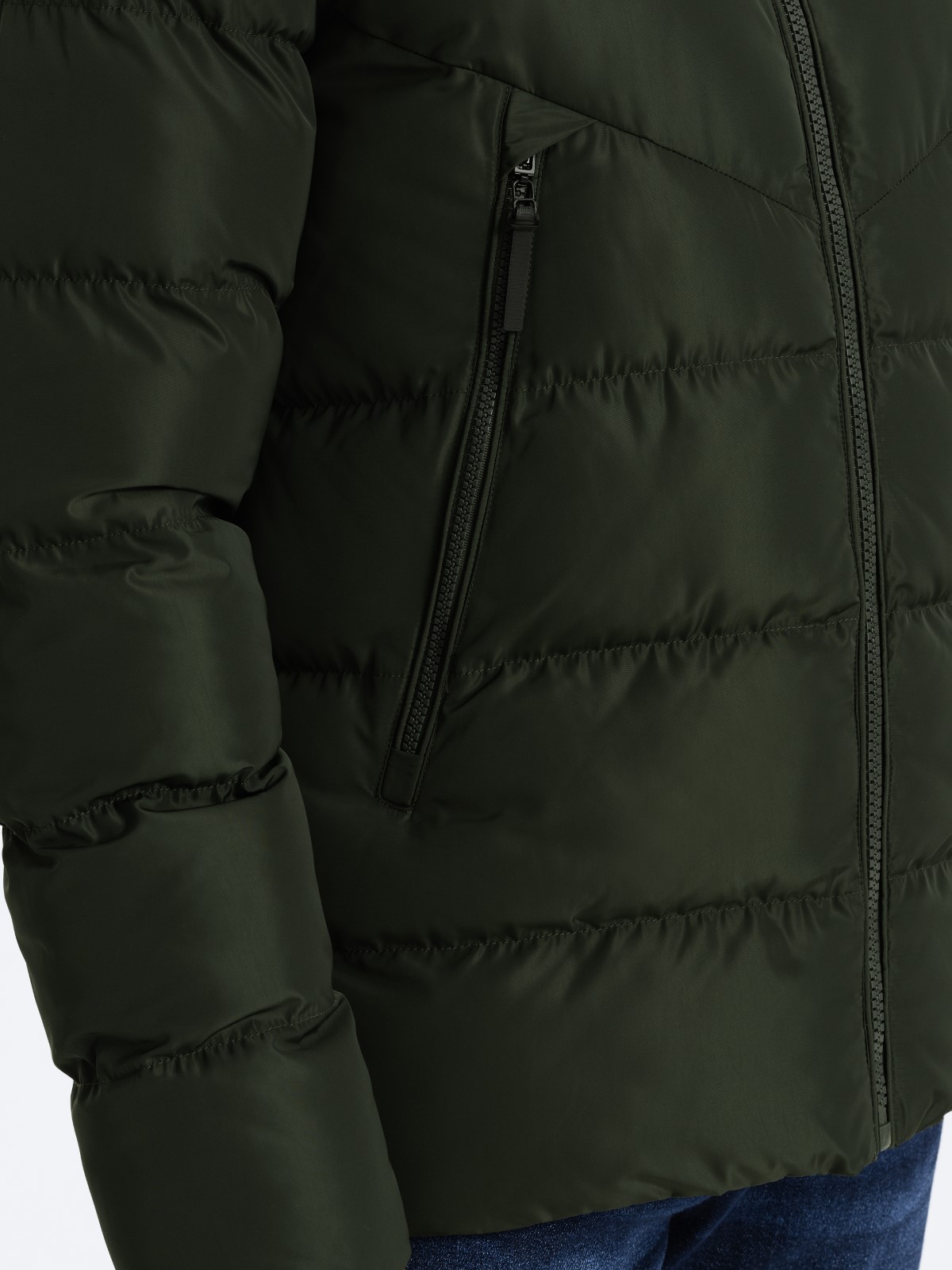 Men's winter jacket with unusual quilting - dark green V2 OM-JAHP