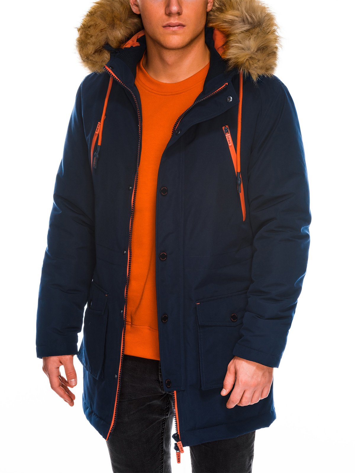 Men's winter parka jacket C358 - navy | MODONE wholesale - Clothing For Men