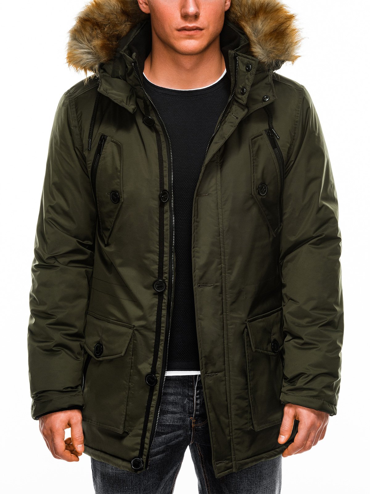 Men's winter parka jacket C361 - khaki | MODONE wholesale - Clothing ...