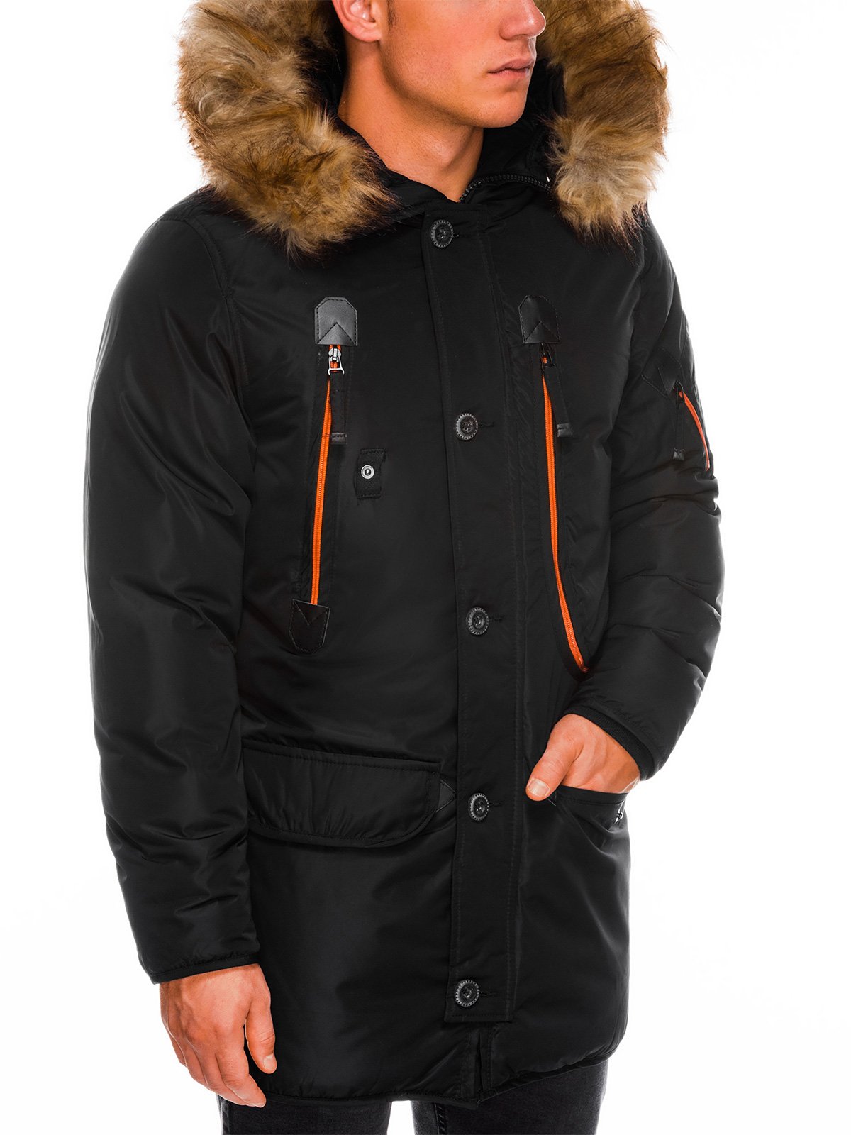 Men's winter parka jacket C369 - black | MODONE wholesale - Clothing ...