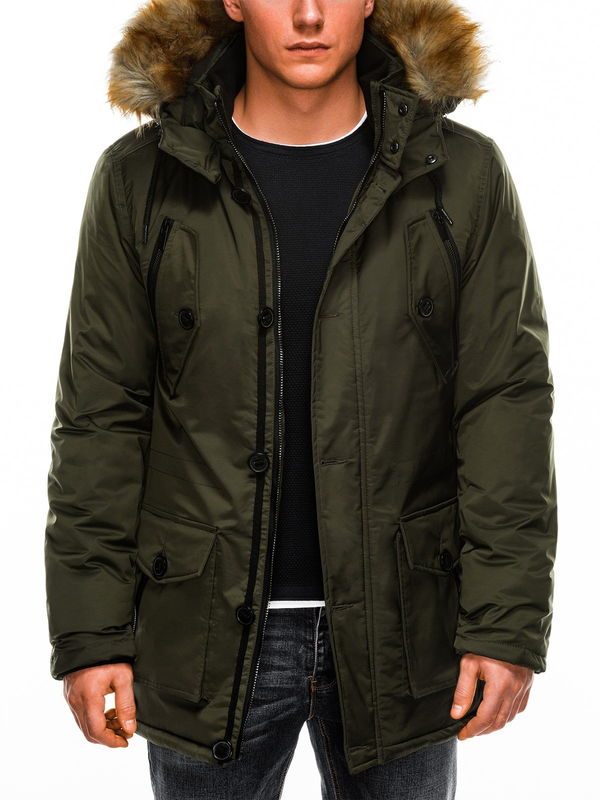 khaki parka men's coat