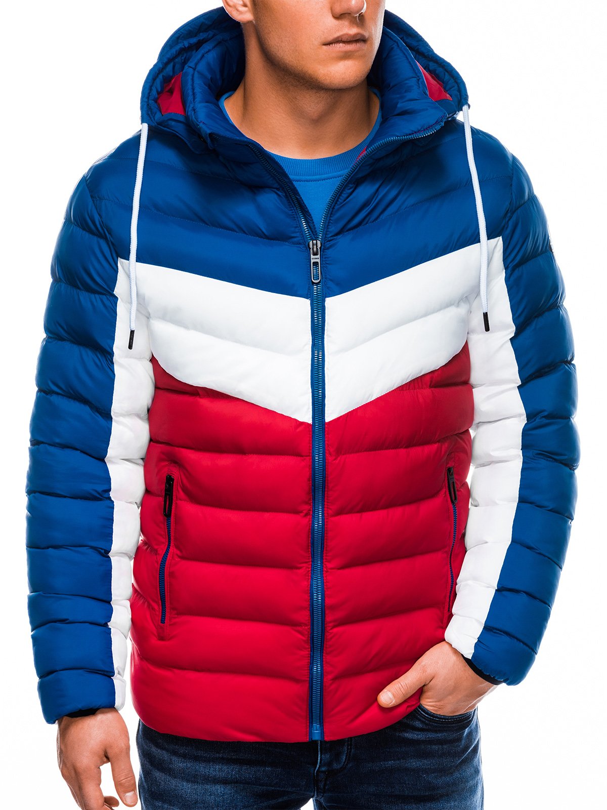 Men's winter quilted jacket C418 - red | MODONE wholesale - Clothing ...