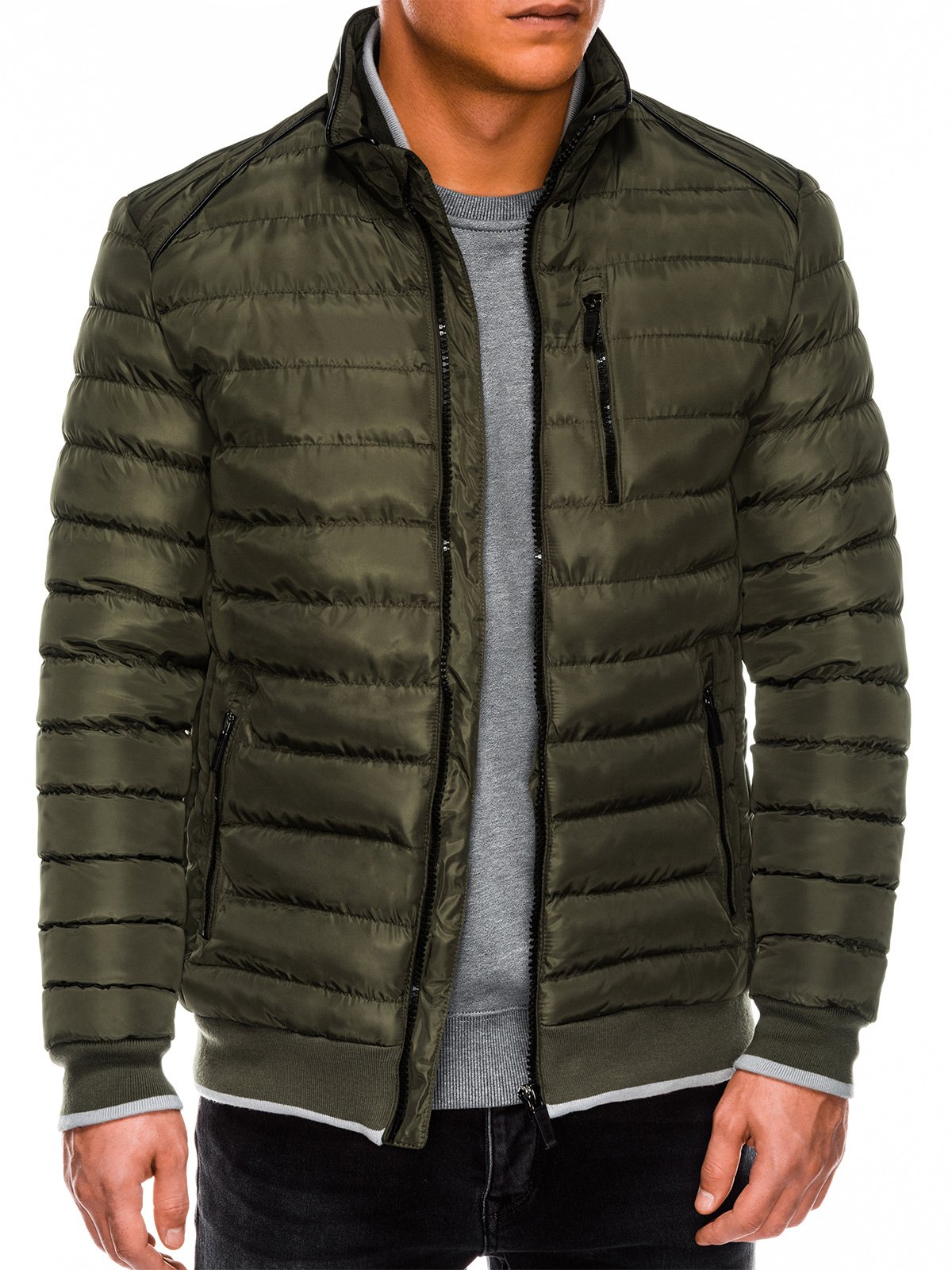 Men's winter quilted jacket C422 - green | MODONE wholesale - Clothing ...