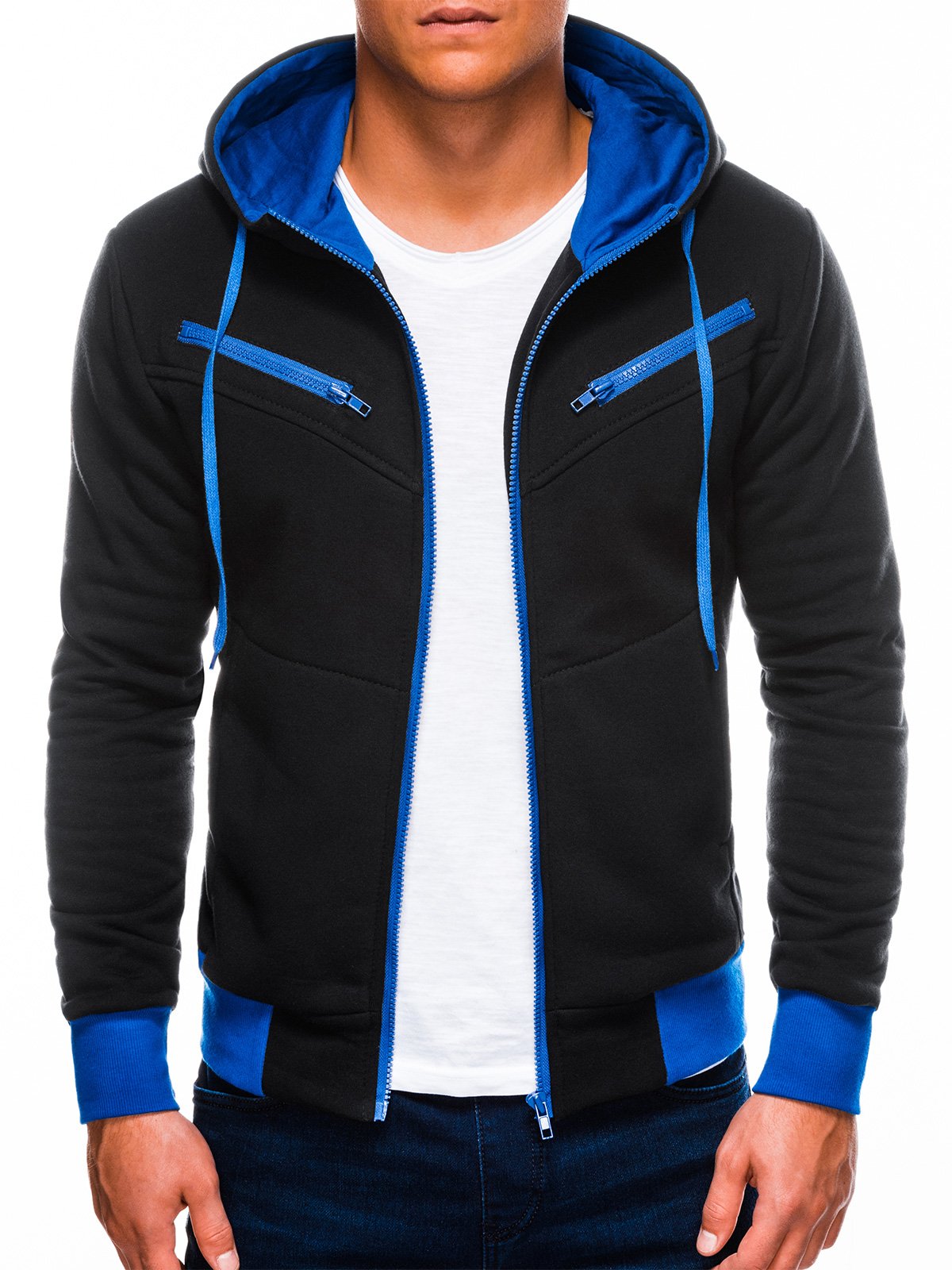 Men's zip-up hoodie AMIGO - black/blue | MODONE wholesale - Clothing ...