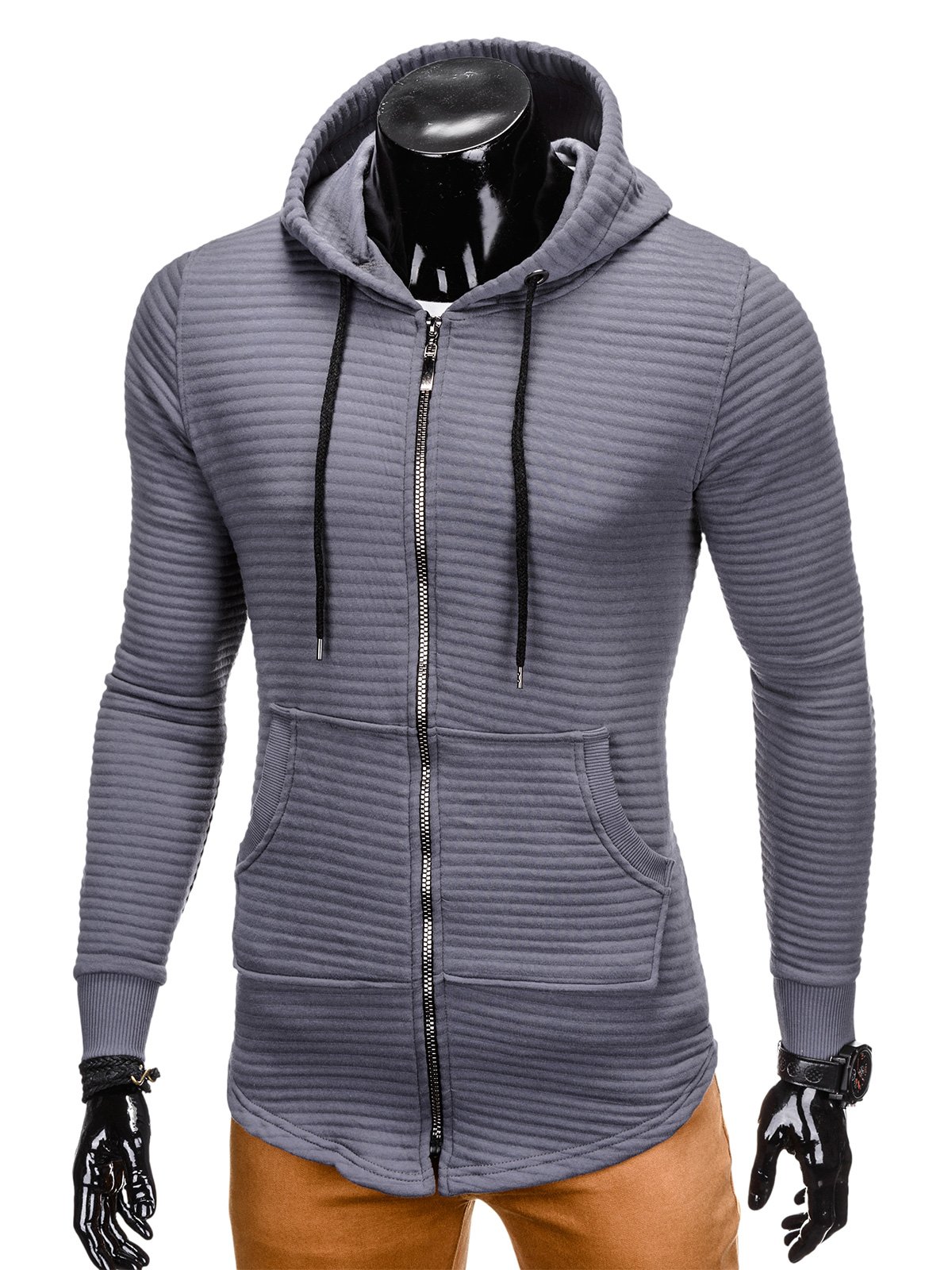 Men's zip-up hoodie B771 - dark grey | MODONE wholesale - Clothing For Men