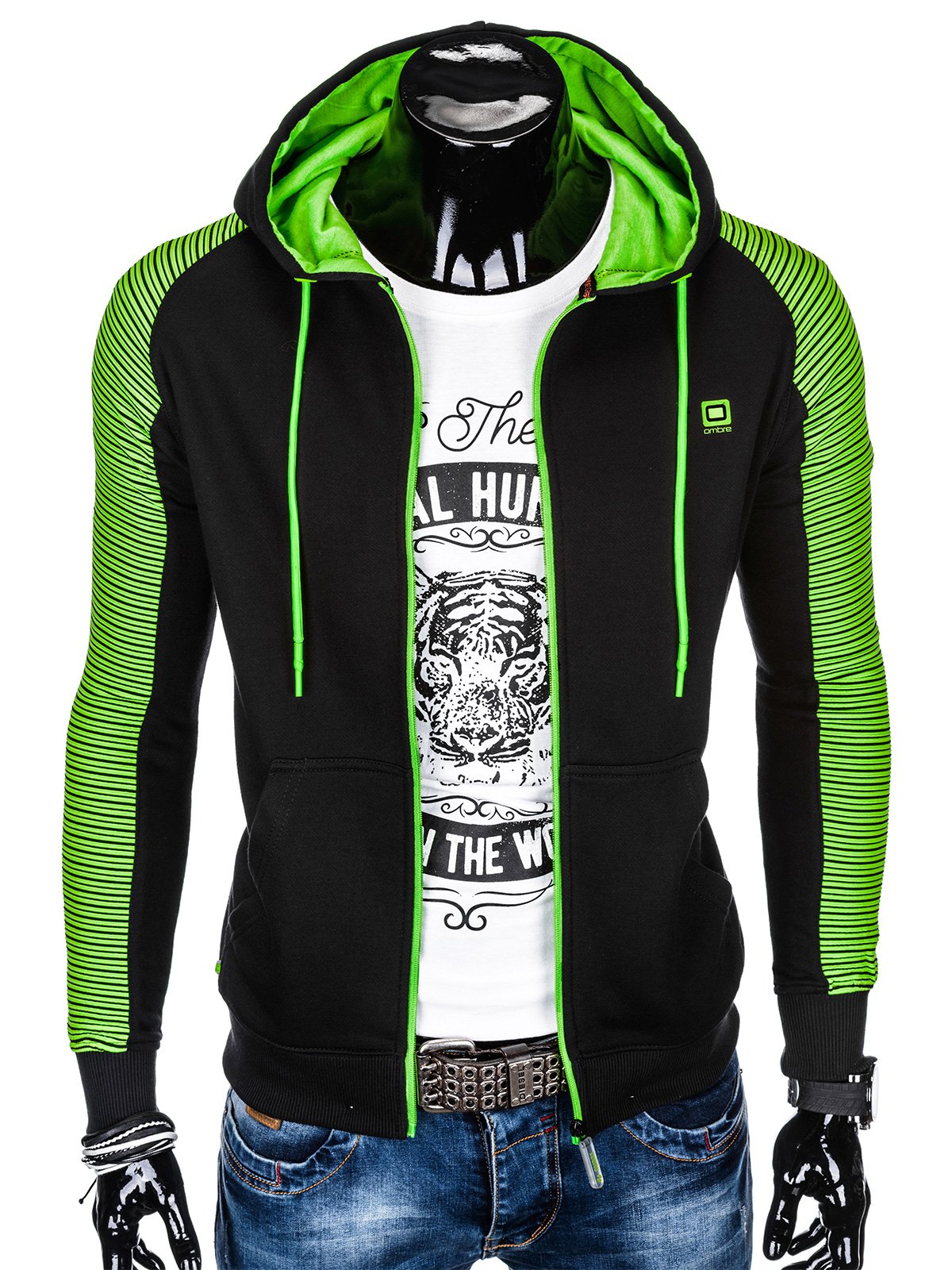 green zip up hoodie mens