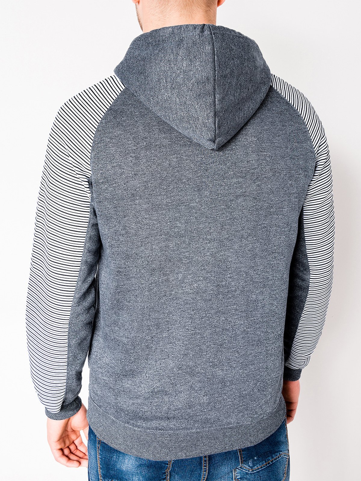Download Men's zip-up hoodie B820 - blue/melange | MODONE wholesale ...