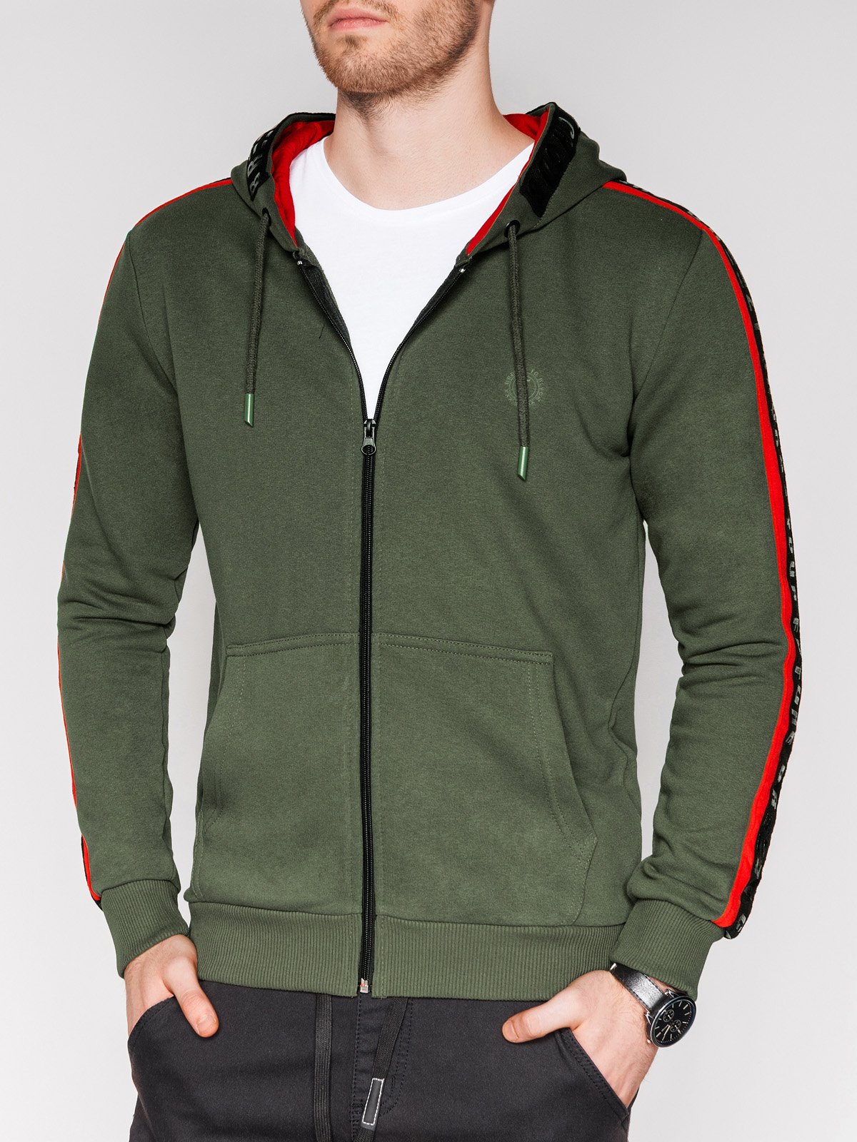 Men's zip-up hoodie B906 - green | MODONE wholesale - Clothing For Men