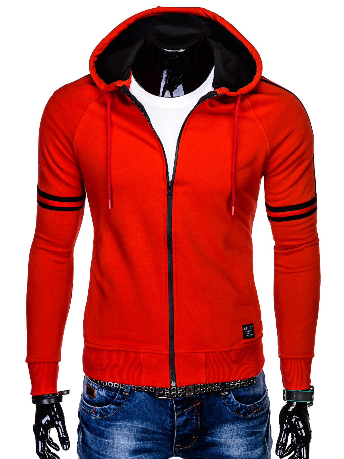 Men's zip-up hoodie B909 - red | MODONE wholesale - Clothing For Men