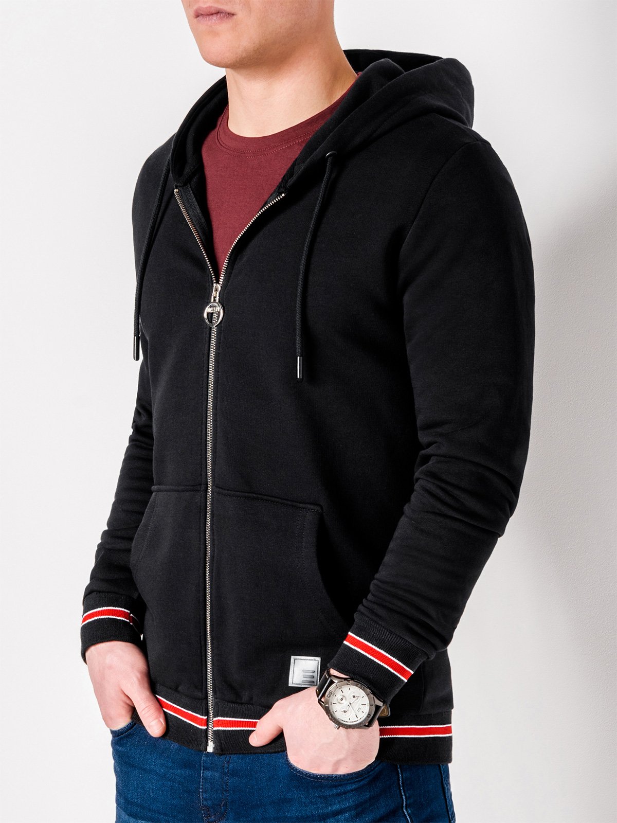 Men's zip-up hoodie B912 - black | MODONE wholesale - Clothing For Men