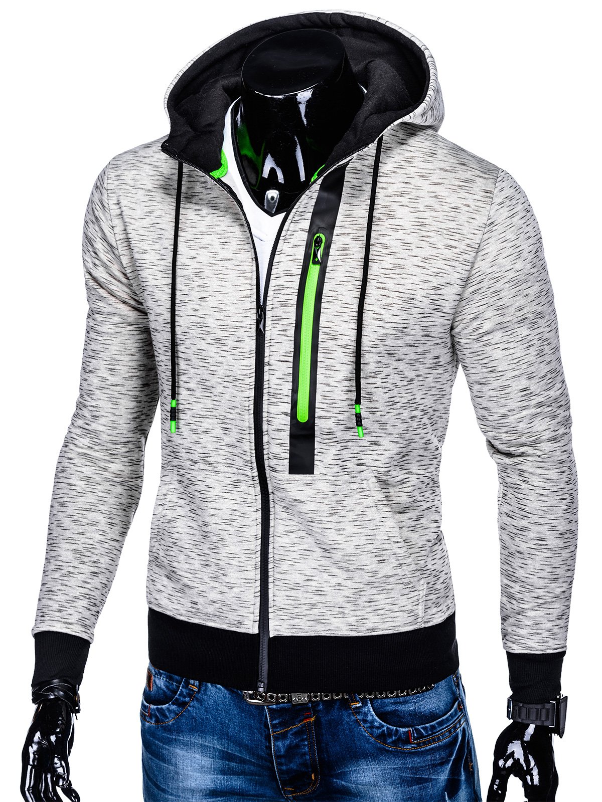 Men's zip-up hoodie B941 - grey | MODONE wholesale - Clothing For Men