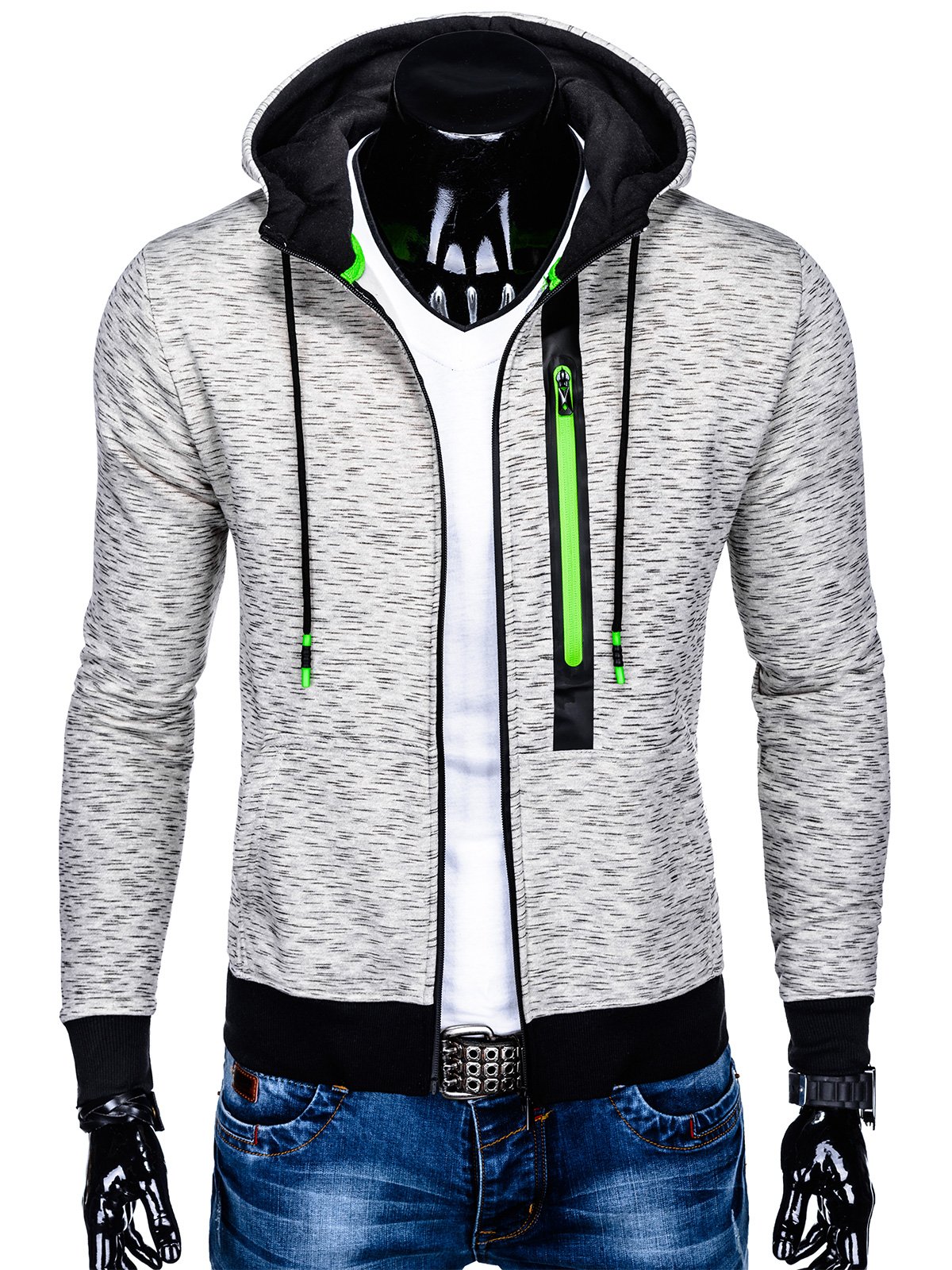 Men's zip-up hoodie B941 - grey | MODONE wholesale - Clothing For Men