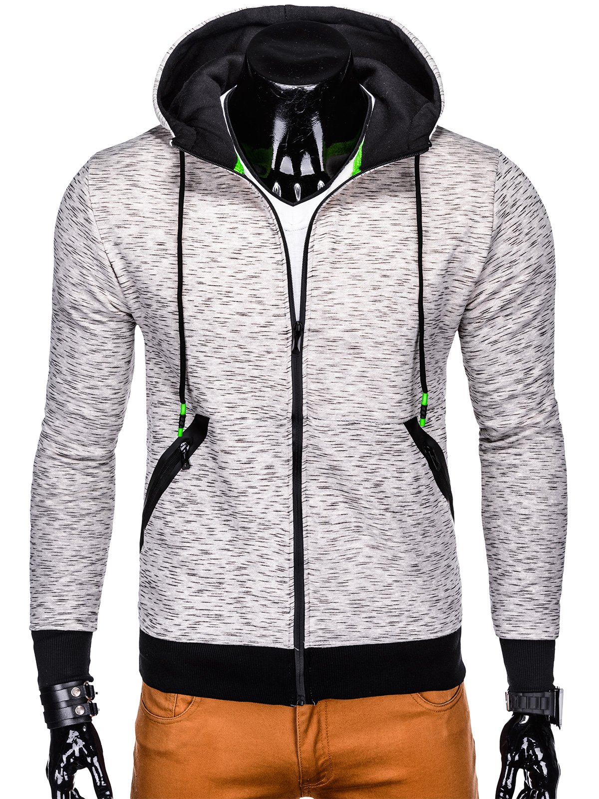 Men's zip-up hoodie B955 - grey | MODONE wholesale - Clothing For Men