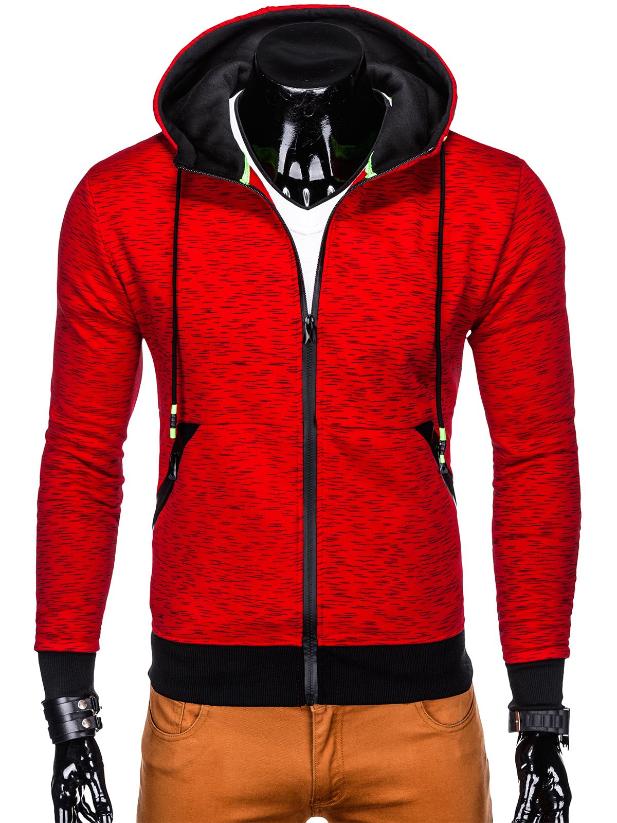 Men's zip-up hoodie B955 - red | MODONE wholesale - Clothing For Men