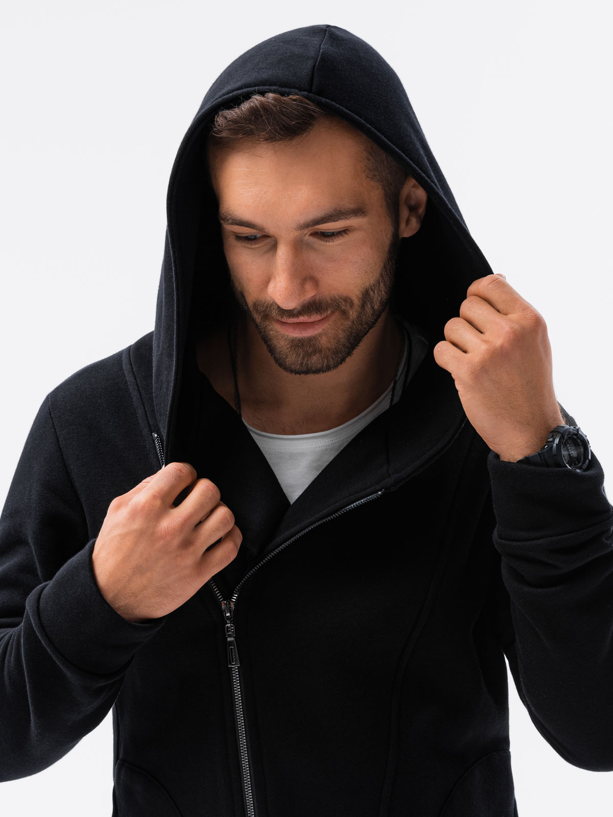 Men's zip-up hoodie PRIMO - black | MODONE wholesale - Clothing For Men