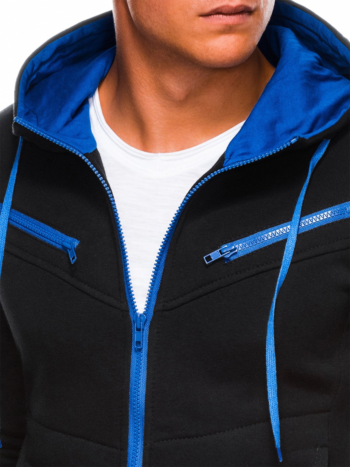 Men's zip-up hoodie - black/blue AMIGO | MODONE wholesale - Clothing For Men