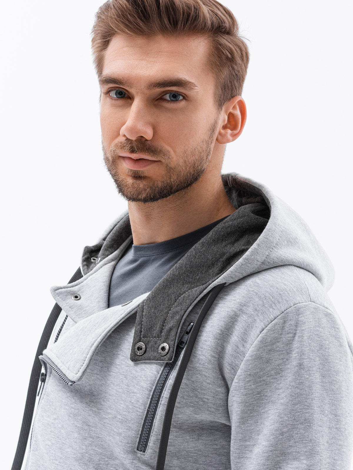 Men's zip-up hoodie - grey B297 | MODONE wholesale - Clothing For Men