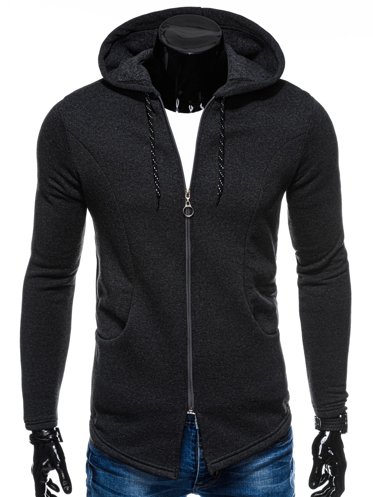 Men's zip-up sweatshirt B1167 - dark grey/melange | MODONE wholesale ...