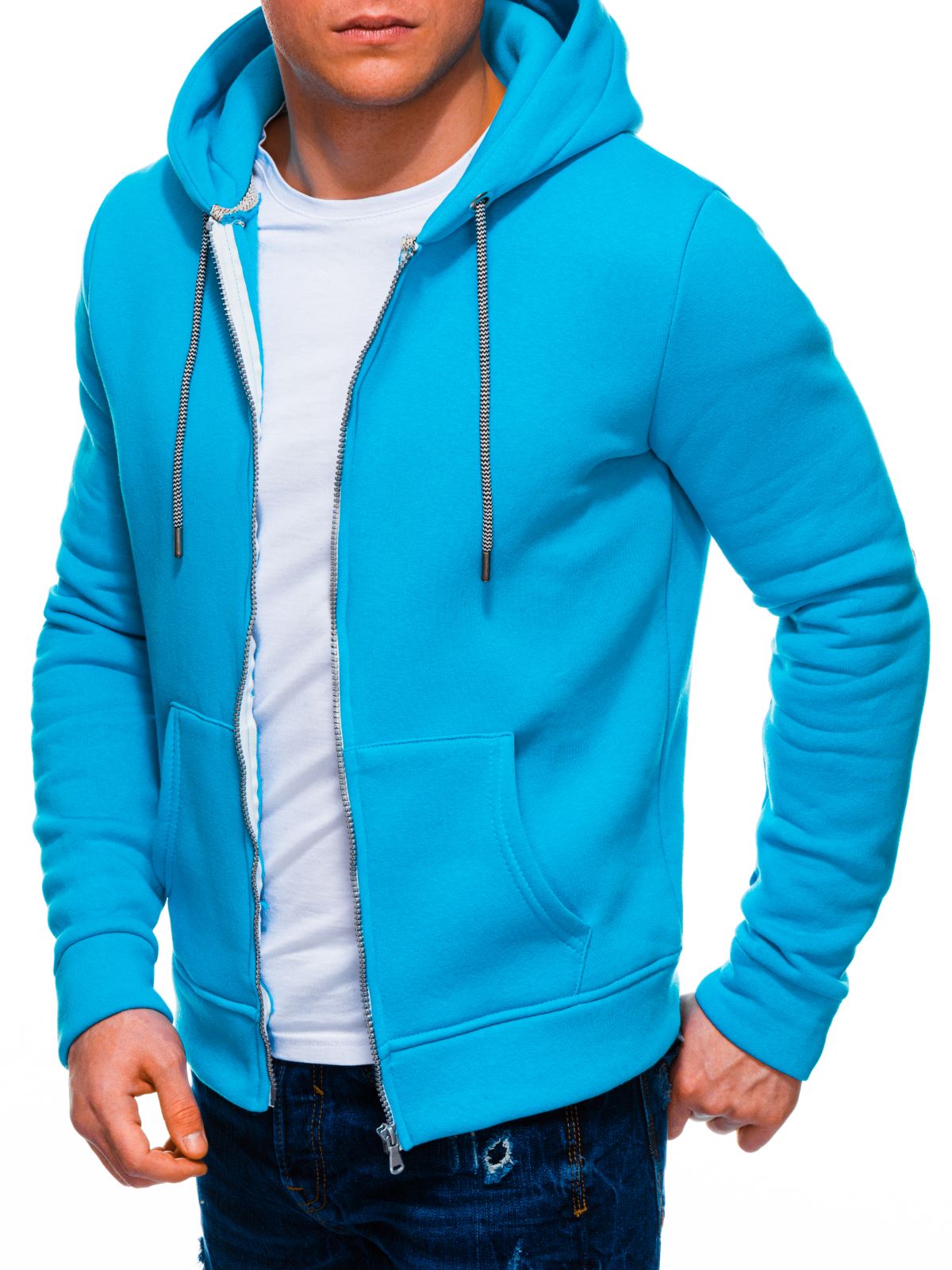 Men's zip-up sweatshirt B1230 - turquoise | MODONE wholesale - Clothing ...