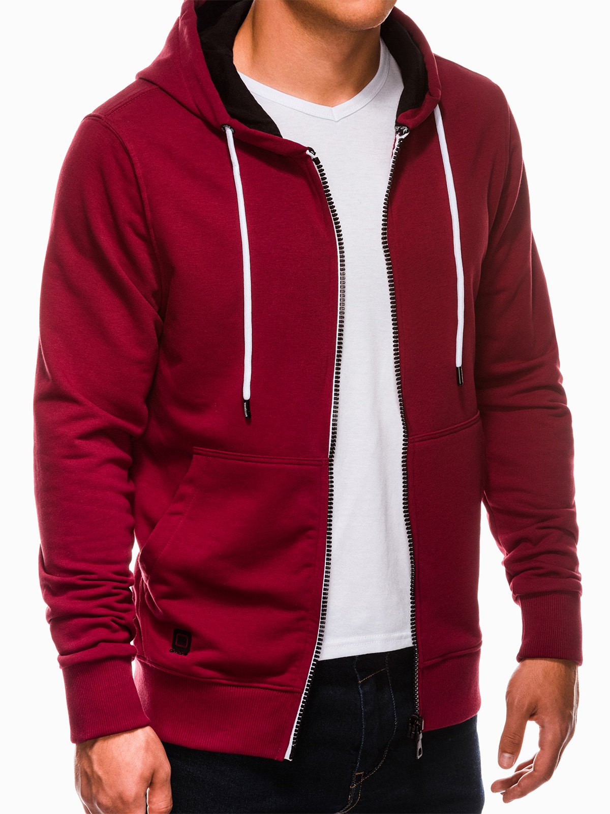 Men's zip-up sweatshirt B976 - dark red 