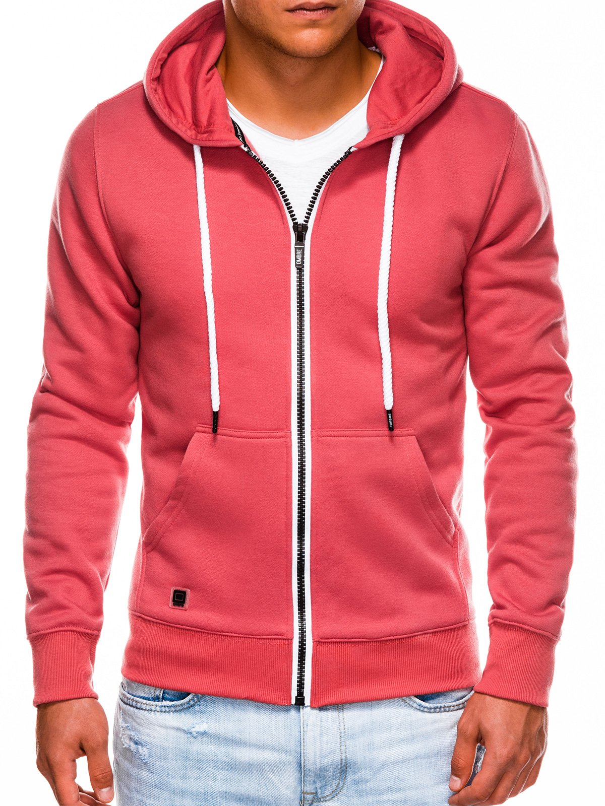 Men's zip-up sweatshirt B977 - coral | MODONE wholesale - Clothing For Men