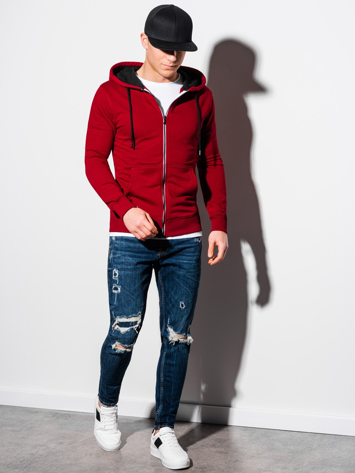 Red zip hot sale up sweatshirt