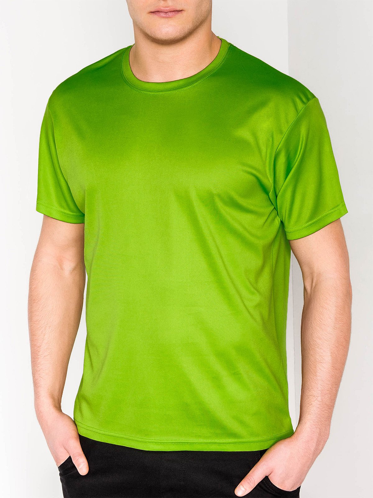 PRINTED MEN'S T-SHIRT S883 - LIME | MODONE wholesale - Clothing For Men