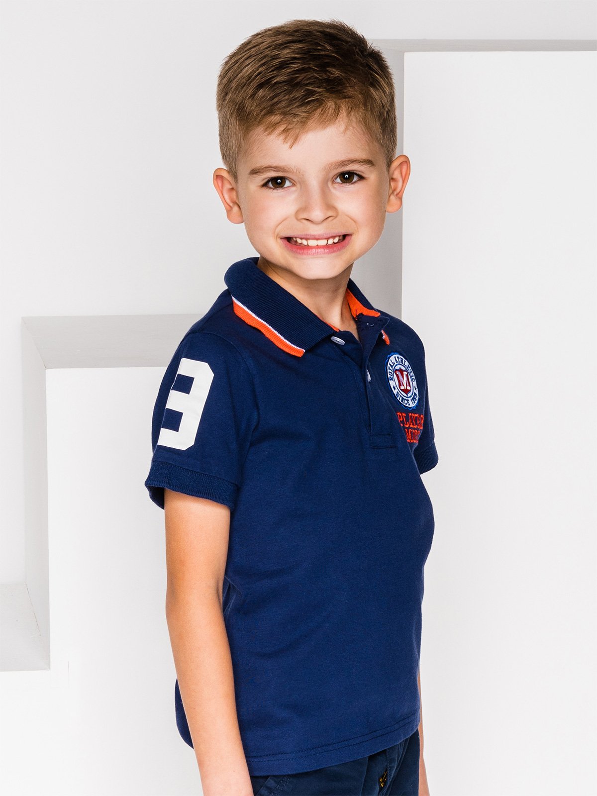 Printed boy's poloshirt - navy KS007 | MODONE wholesale - Clothing For Men