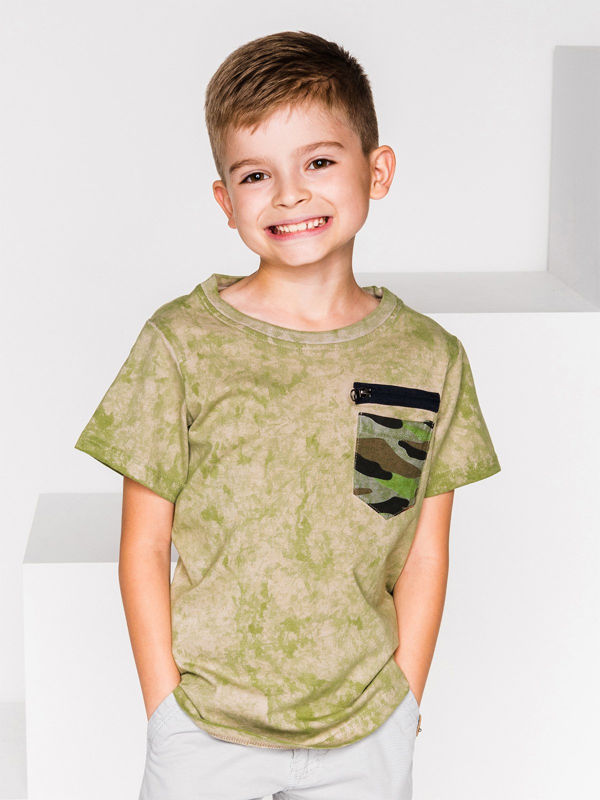 Printed boy's t-shirt KS015 - khaki | MODONE wholesale - Clothing For Men