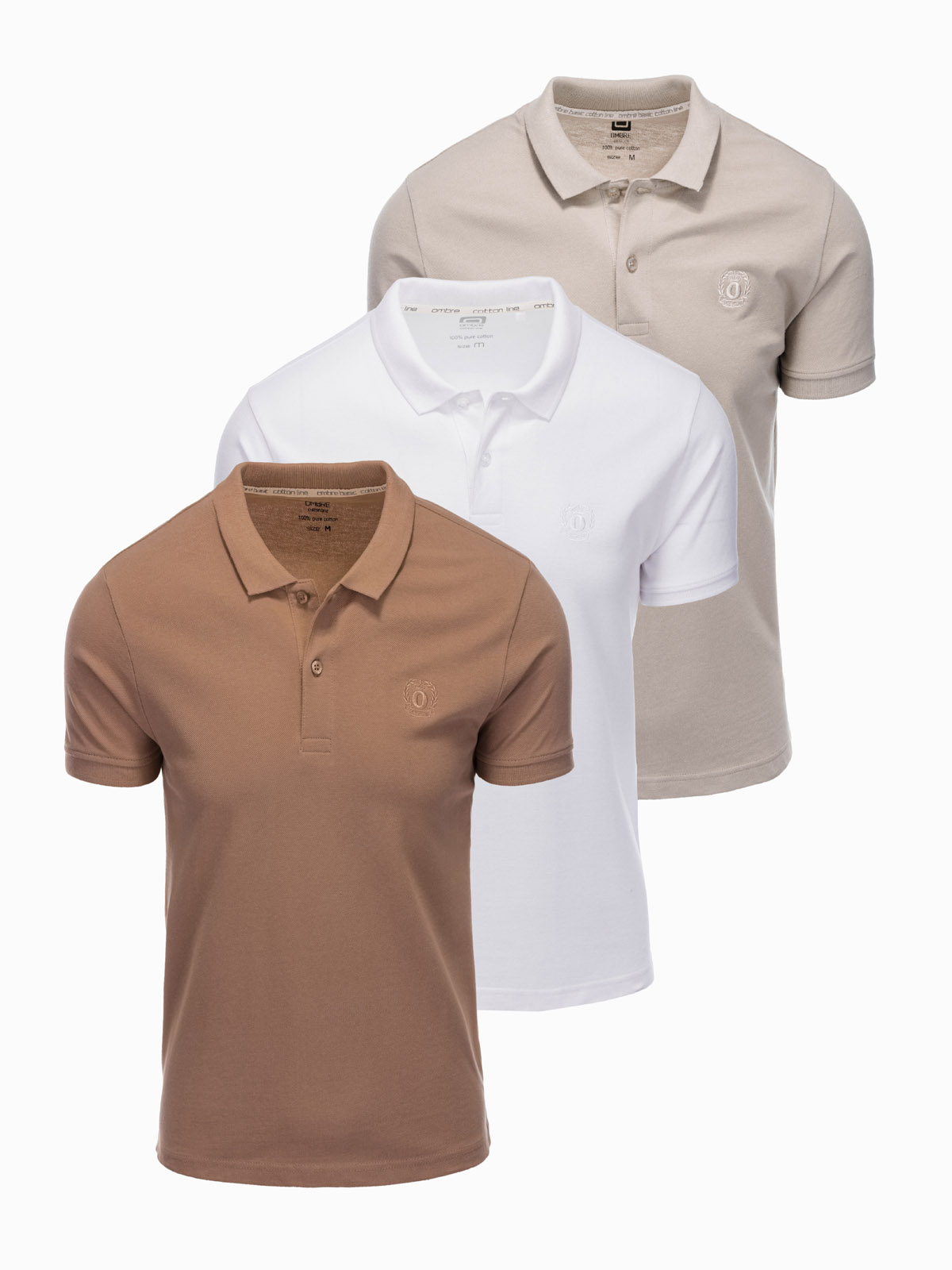 Set of men's pique knit polo shirts 3pack mix V15 Z28 MODONE