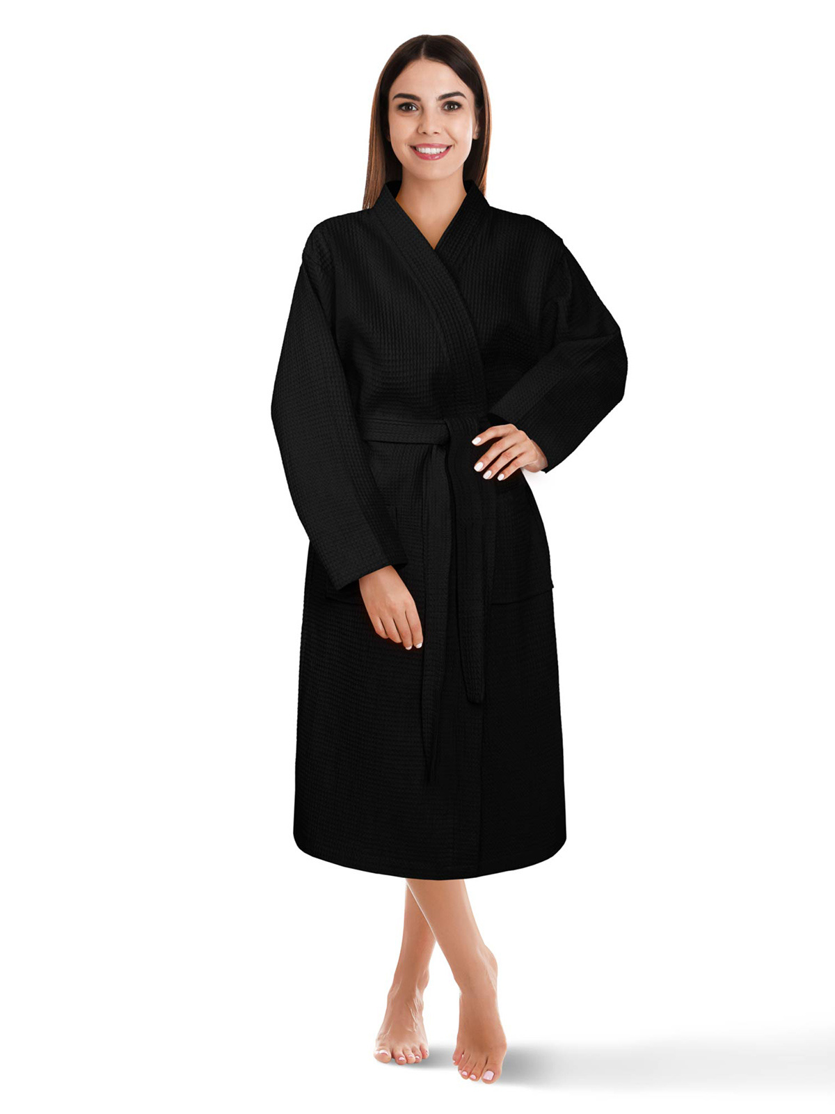 Waffle bathrobe A619 black MODONE wholesale Clothing For Men