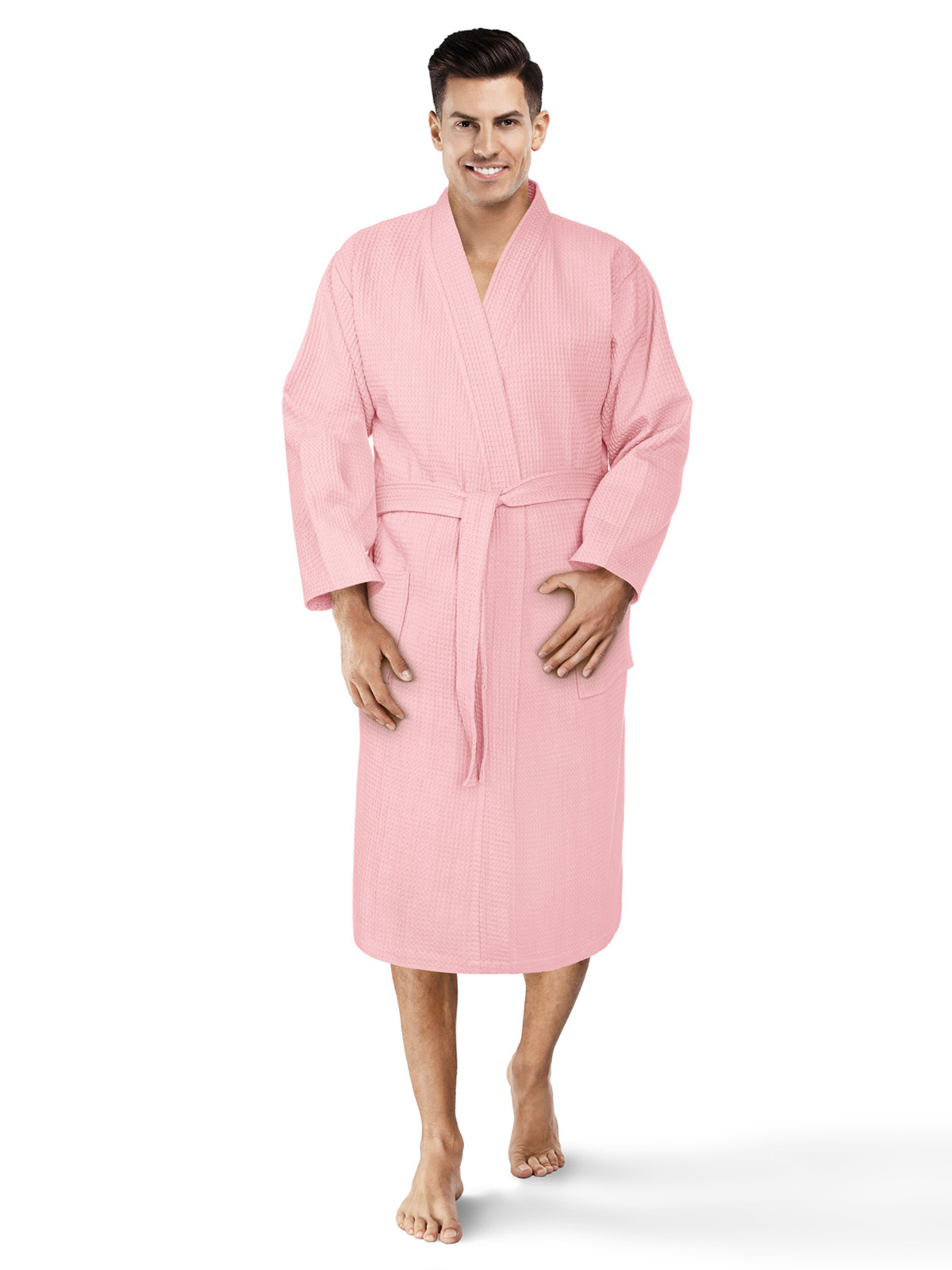 Waffle bathrobe A619 pink powder MODONE wholesale Clothing For Men