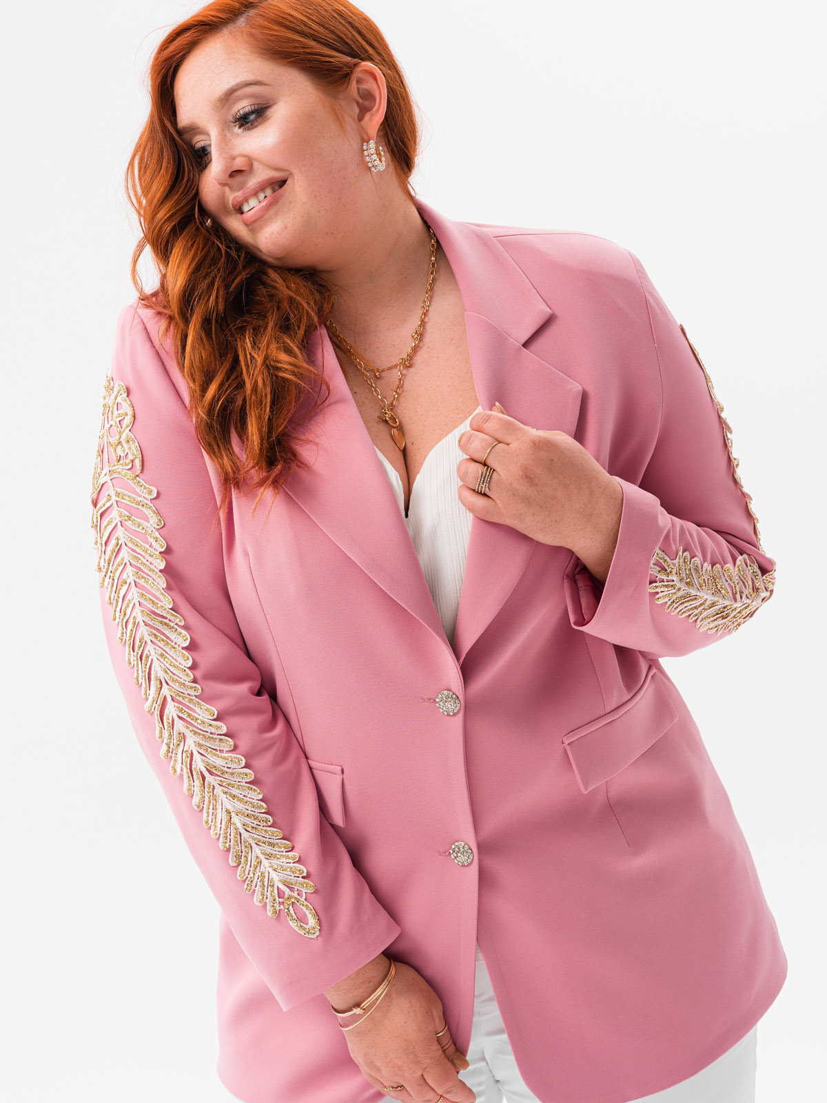 Women's blazer Plus Size MLR006 - pink ...
