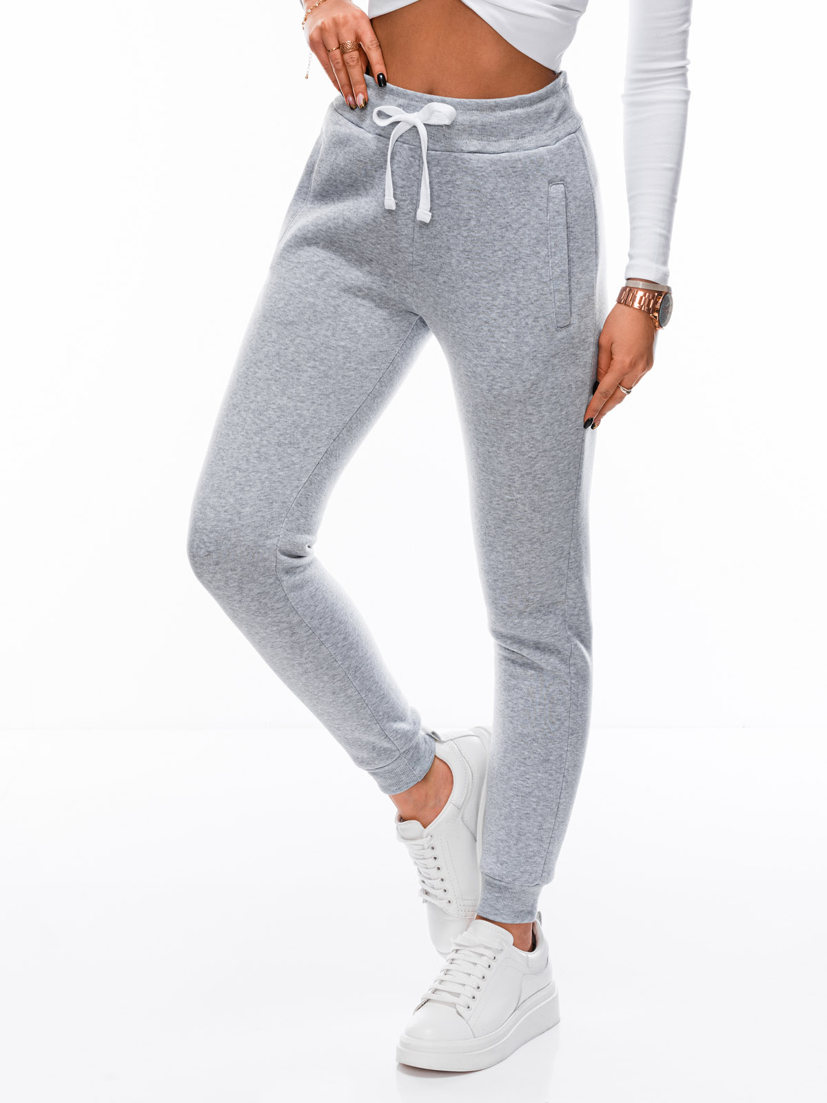 Women's sweatpants PLR070 - light grey melange