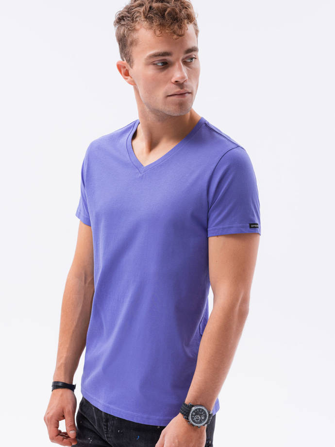 BASIC classic men's tee-shirt with a serape neckline - purple V12 S1369
