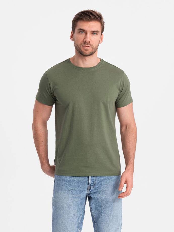 BASIC men's classic cotton T-shirt - khaki V6 OM-TSBS-0146