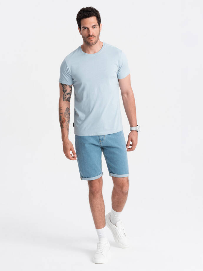 BASIC men's classic cotton T-shirt - light blue V19 OM-TSBS-0146