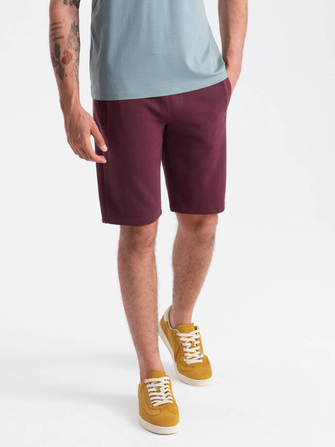 BASIC men's cotton sweat shorts - maroon V3 OM-SRBS-0149