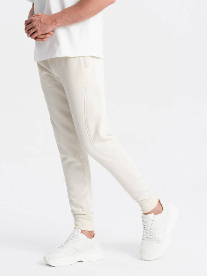 BASIC men's cotton sweatpants joggers - cream V5 OM-PABS-0174