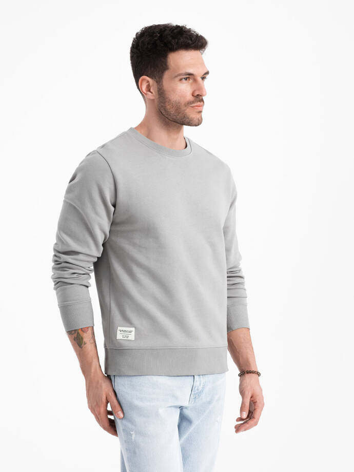 BASIC men's sweatshirt with round neckline - grey V8 OM-SSBN-0175