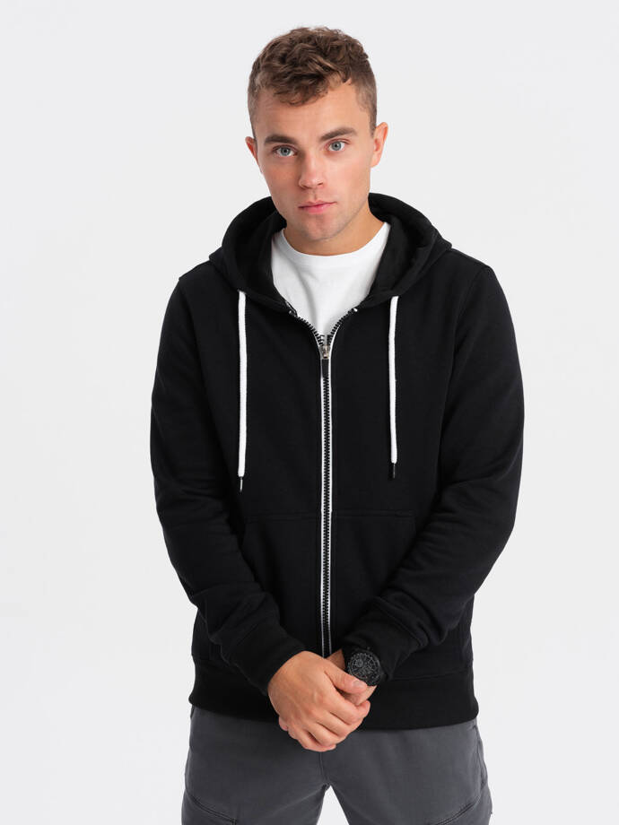 BASIC men's zip-up hoodie - black V1 OM-SSBZ-0118