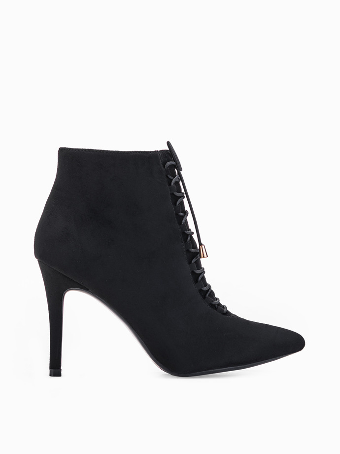 Black high-heeled ankle boots lr085