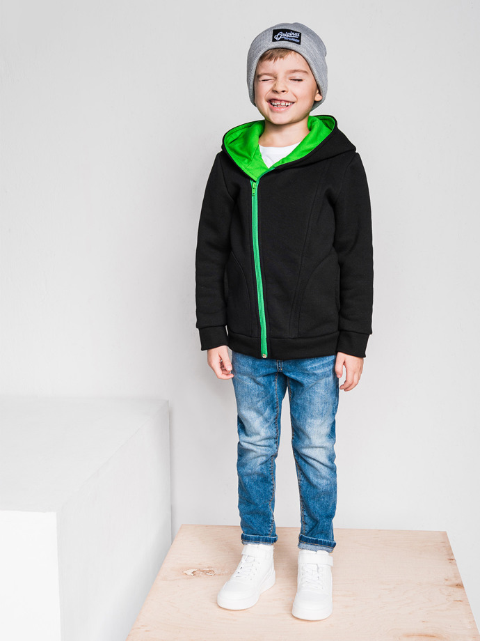 Boy's hoodie with zipper KB001 - black/green
