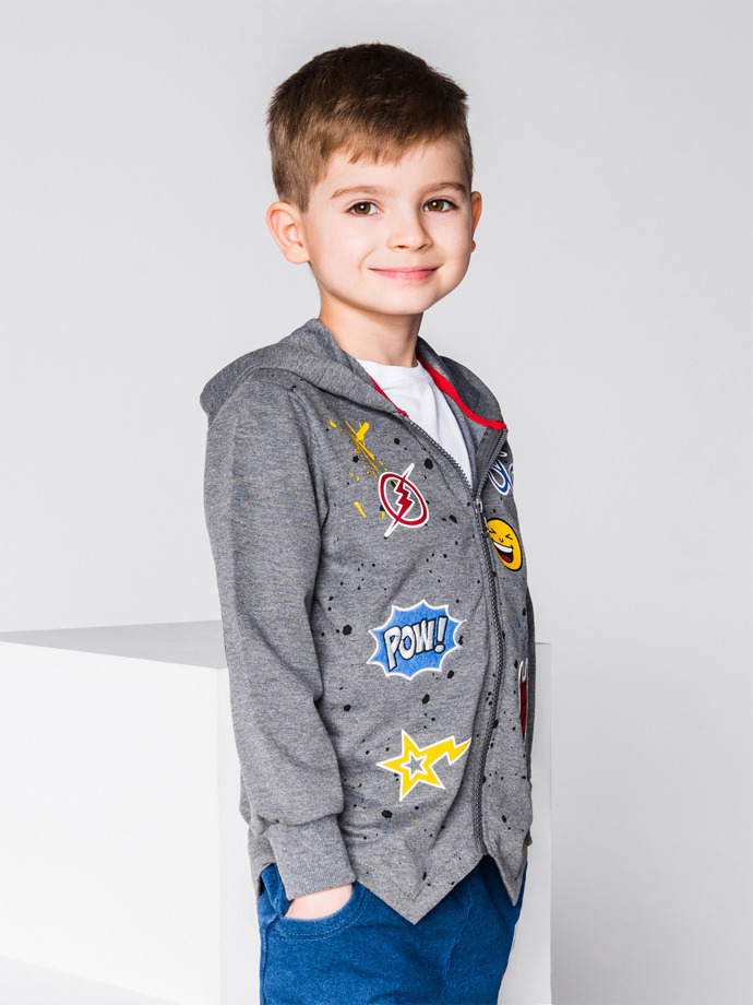 Boy's hoodie with zipper KB017 - dark grey