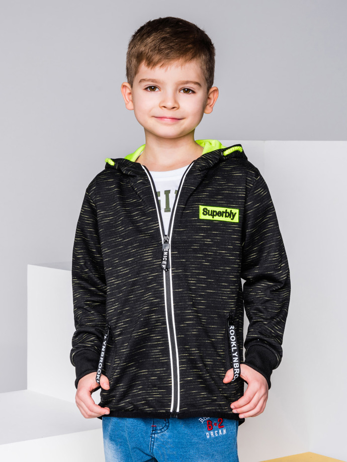 Boy's hoodie with zipper - black KB012