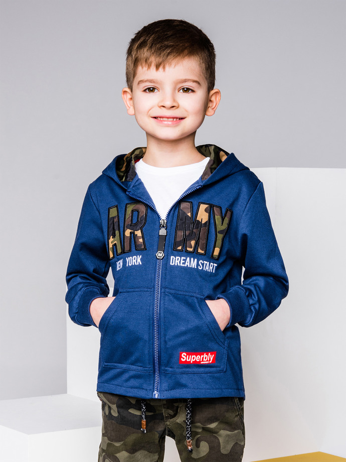 Boy's hoodie with zipper - light navy KB019