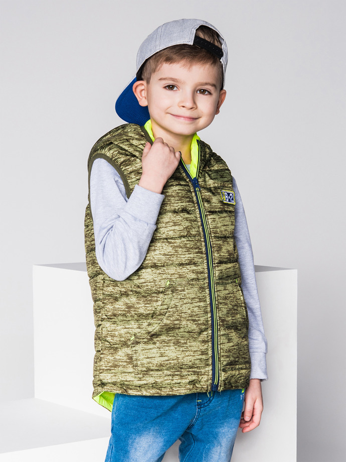 Boy's vest with hood KV001 - khaki