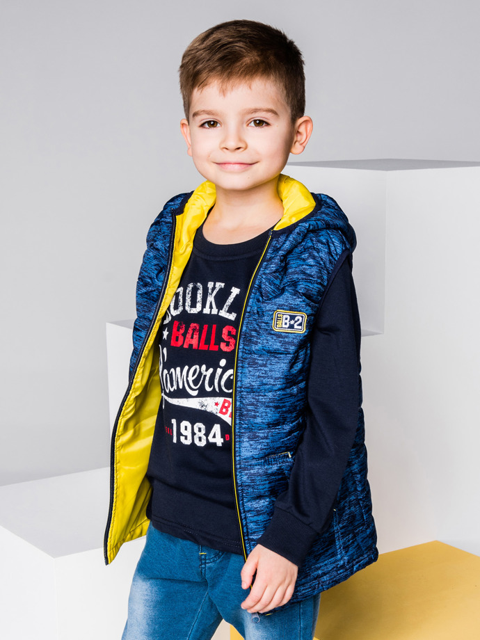 Boy's vest with hood KV001 - navy | MODONE wholesale - Clothing For Men