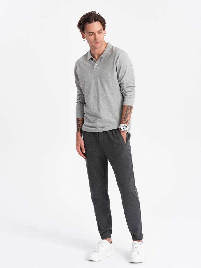 CARROT men's structured knit sweatpants - graphite melange V1 OM-PASK-0143