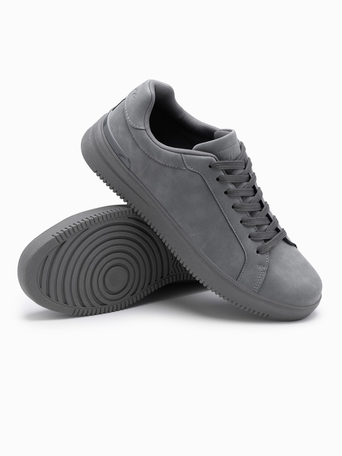 Casual solid men's eco nubuck shoes - grey V3 OM-FOCS-0151